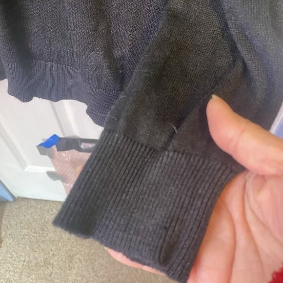 August Silk Woman 3X Knit Cardigan Sweater Black Long Sleeve Silk Luxury Preppy - Picture 10 of 11